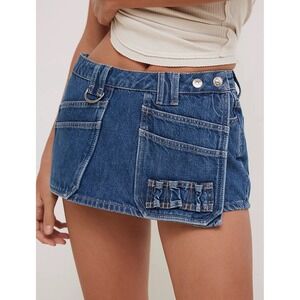 We The Free Adele Denim Skort Free People Size 33 NEW Skirt Mini Y2K  Utility
